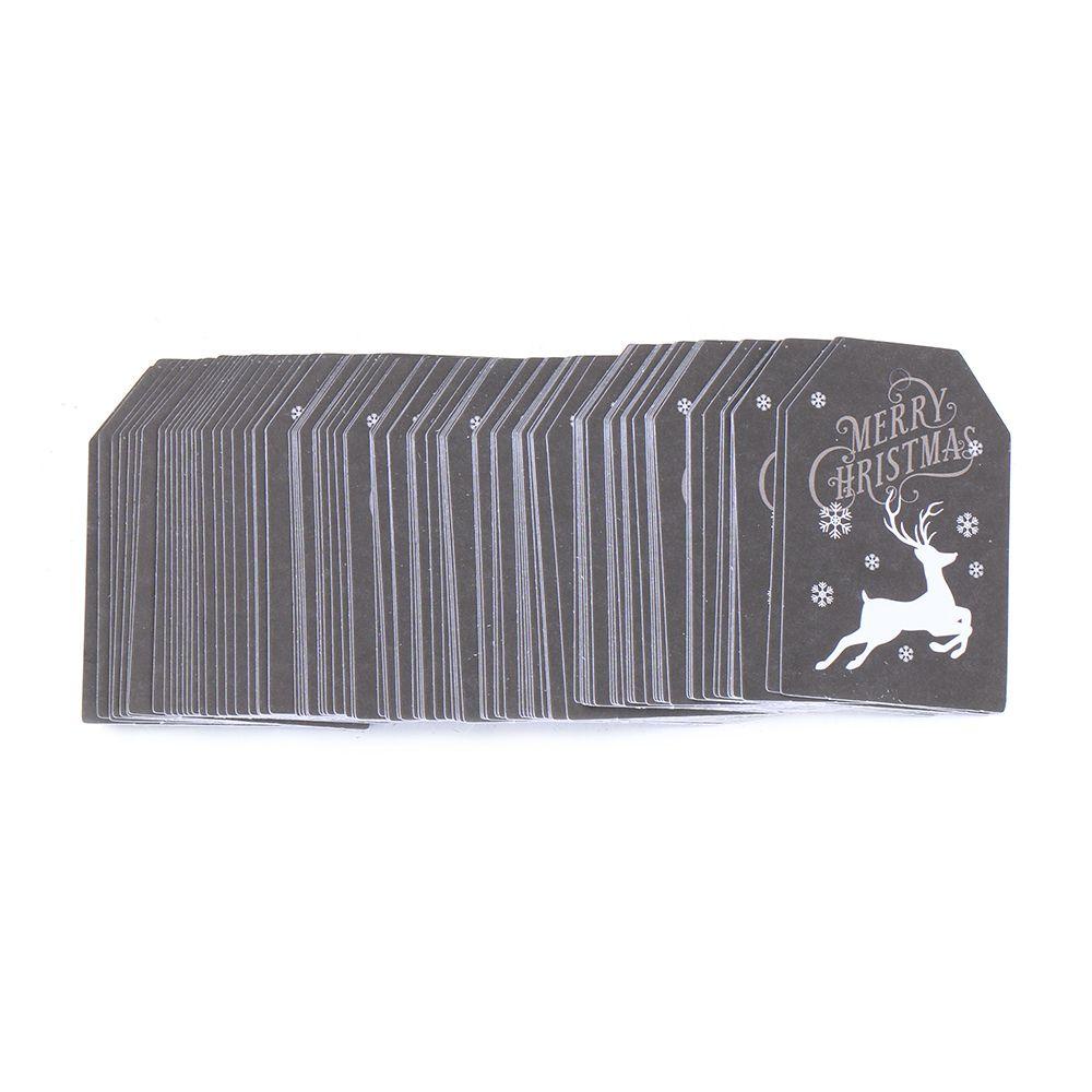 Set 100 Nhãn Giấy Kraft In Hình Tuần Lộc Dùng Gói Quà Giáng Sinh