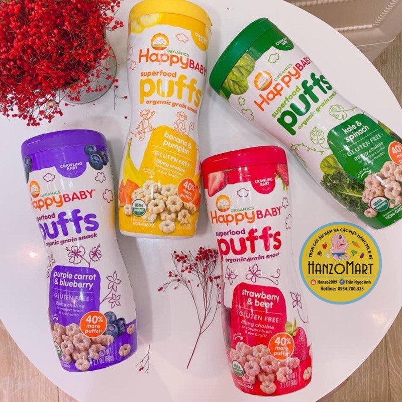 Bánh ăn dặm hữu cơ Happy Baby Organic Puffs ngôi sao