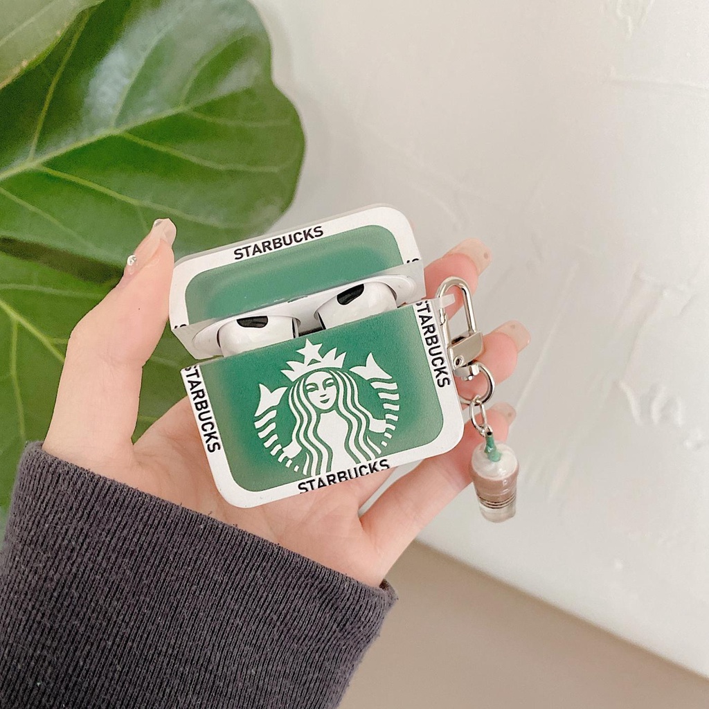 Vỏ Bảo Vệ Hộp Sạc Tai Nghe Airpods 1/2/pro 3 gen 3 Bằng Silicon Hình Ly Cà Phê Hình Vuông Họa Tiết Starbucks Thời Trang