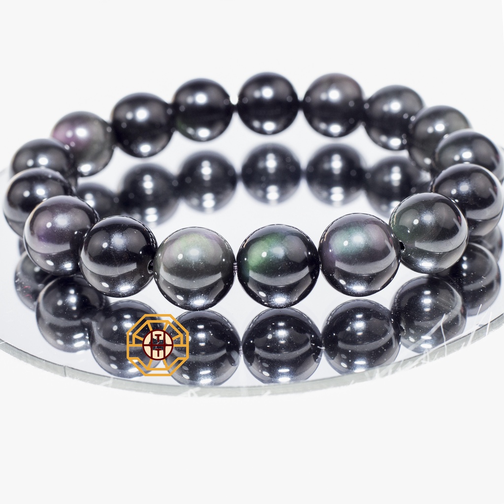 Vòng tay phong thủy Đá Núi Lửa Obsidiian Đen [TẶNG HỘP GỖ] nam nữ mệnh Kim Mộc Thủy Hỏa Thổ - Phong Thủy Tây Tạng