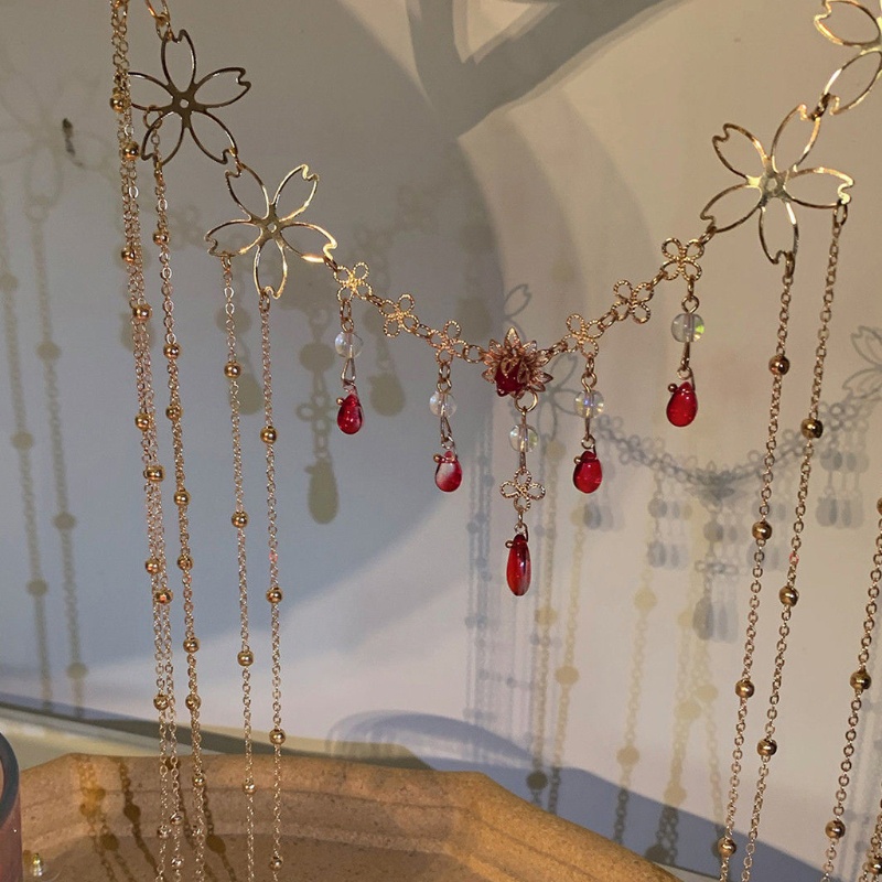 Chuỗi Dây Đeo Đầu Đính Đá Phong Cách Trung Hoa Xinh Xắn Cho Nữ