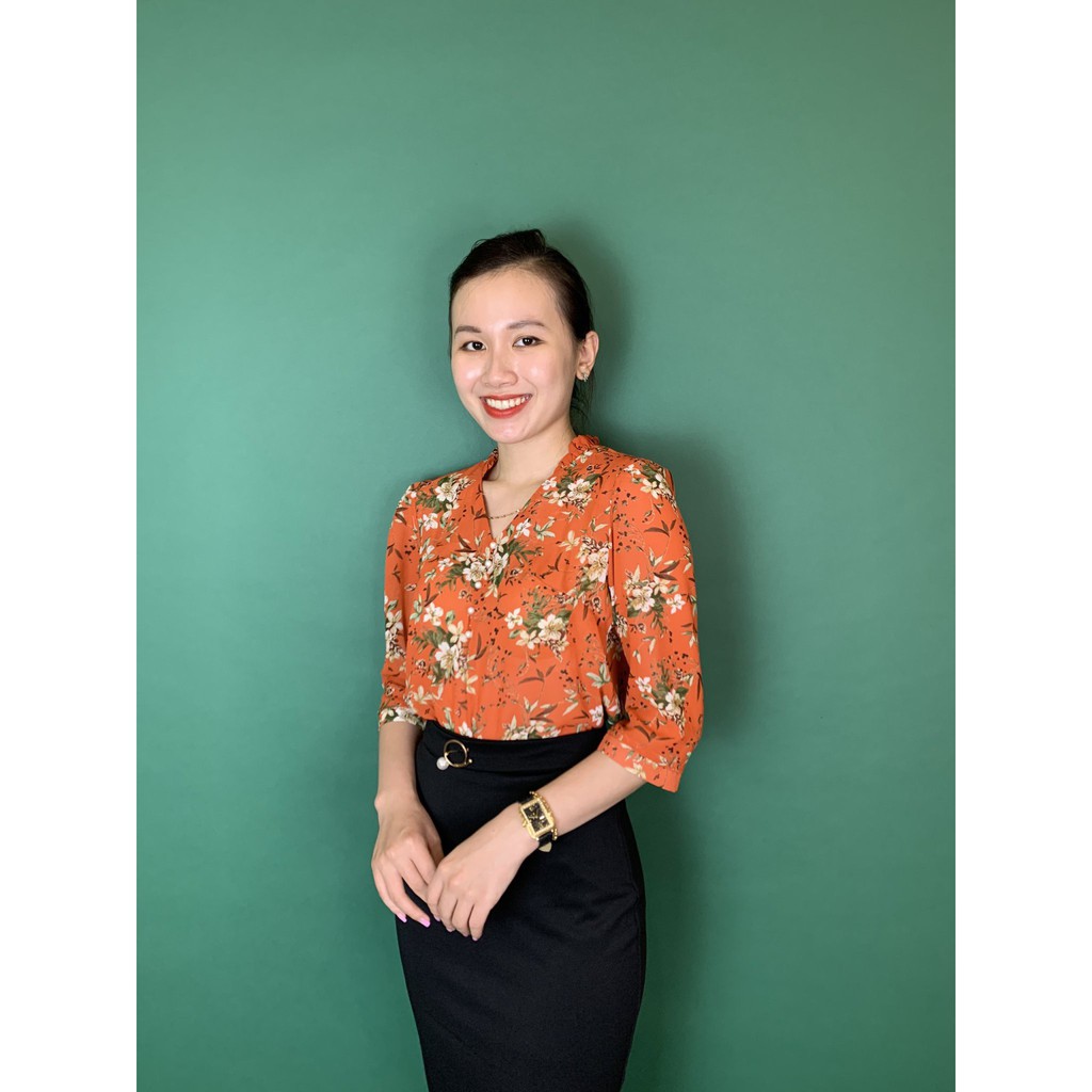 [Mã WASTUP giảm 10% tối đa 30K đơn 99K] Áo sơ mi nữ cổ V vải voan Emvy- A18 | BigBuy360 - bigbuy360.vn