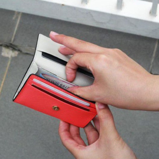 (da thật )ví nữ mini phong cách hiện đại trẻ Trung ví mini đựng thẻ nhỏ gọn cardholder KATE da safiano nhập khẩu LCT 01.