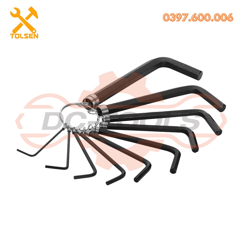 LỤC GIÁC BỘ, 10 CHI TIẾT 20051 Size:1.5/2/2.5/3/4/5/5.5/6/8/10mm DC-TOOLS