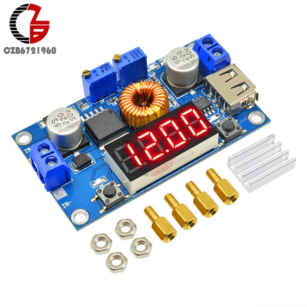 5A DC-DC Step Down Buck Converter Regulator Lithum Battery Charger Module CC CV Power Transformer USB LED Digital Voltmeter