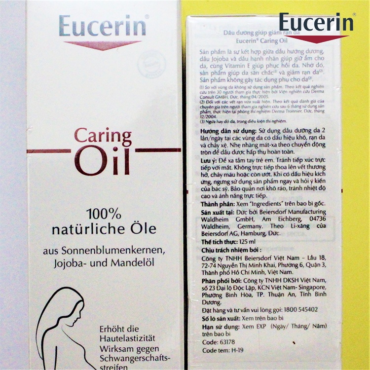 [NHẬP KHẨU-TEM PHỤ] Dầu dưỡng Eucerin giảm rạn da Natural Caring Oil 125ml