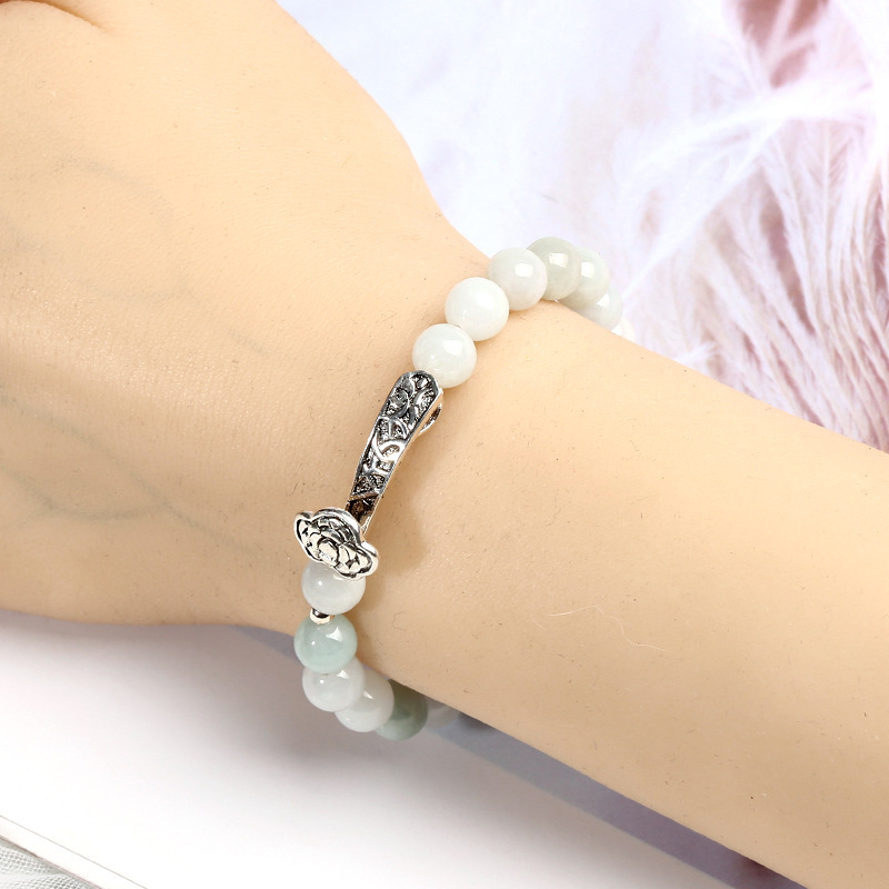 Natural Jadeite Silver Bracelet