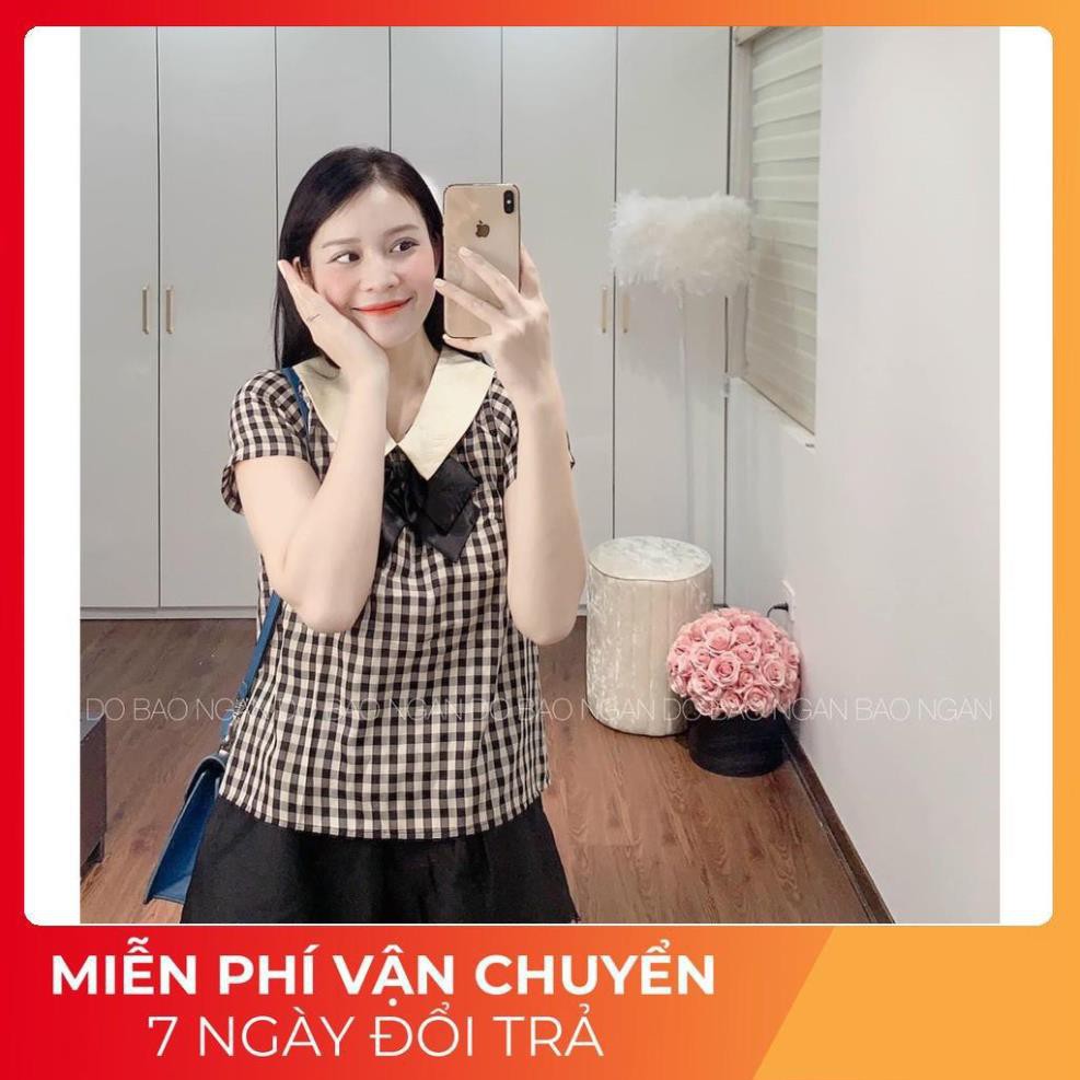Set Nơ Kẻ Caro Cổ Thuyền Mix Quần Ren | BigBuy360 - bigbuy360.vn