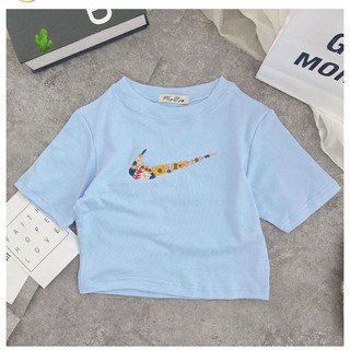 🎀🎀 Áo thun Croptop họa tiết thêu hoa thun borip dày đep🎀🎀