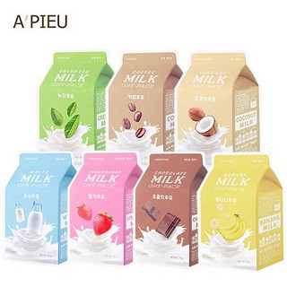 Mặt Nạ Dưỡng Trắng Da Chiết Xuất Sữa Tươi & Trái Cây A'pieu Milk One-Pack 21g (100% Korea)