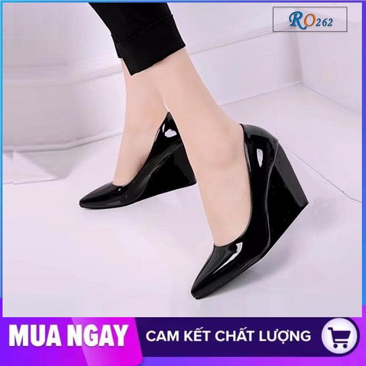 Giày cao gót nữ đẹp đế vuông 7cm hàng hiệu rosata hai màu đen nâu ro262