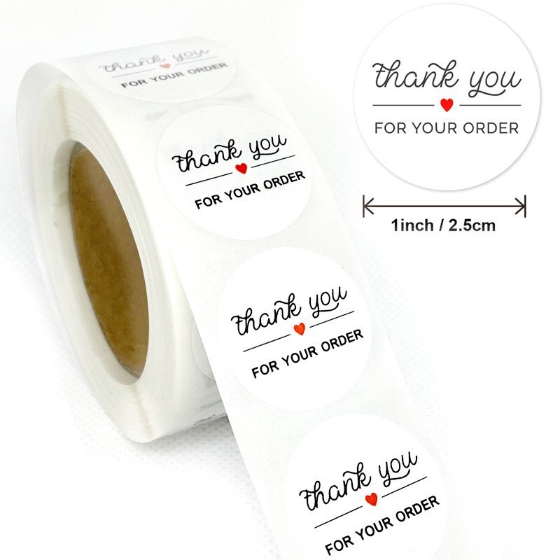 Cuộn 500 sticker chữ Thank You for Your Order (đường kính tem 2,5cm)