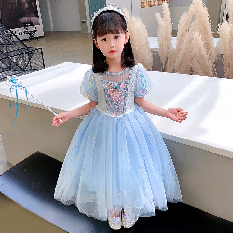 Váy công chúa Elsa kèm tà dài cho bé gái 3-11 tuổi - Mẫu mới nhất 2022