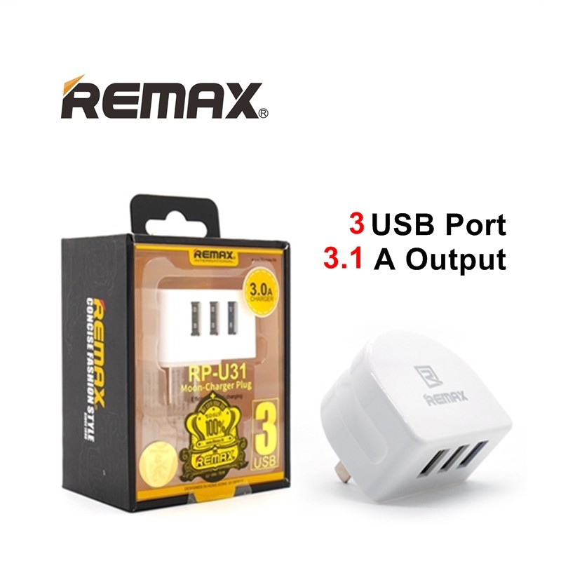 Củ Sạc Remax Moon Series 3 Cổng Usb 3.0a - Rp-u31