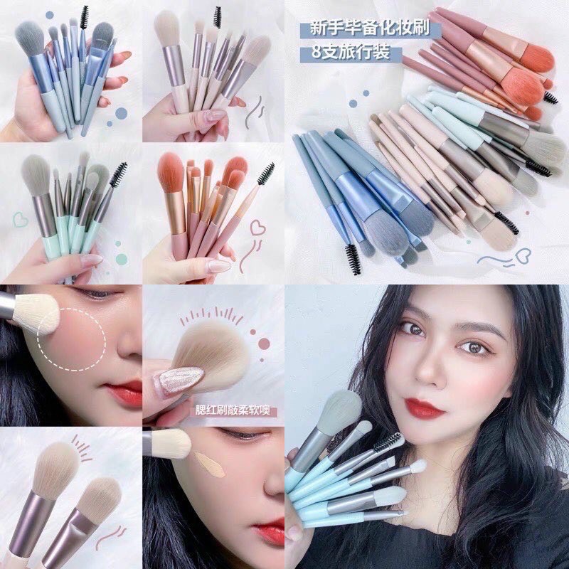 Set 8 cọ màu pastel ulzzang kèm túi zip