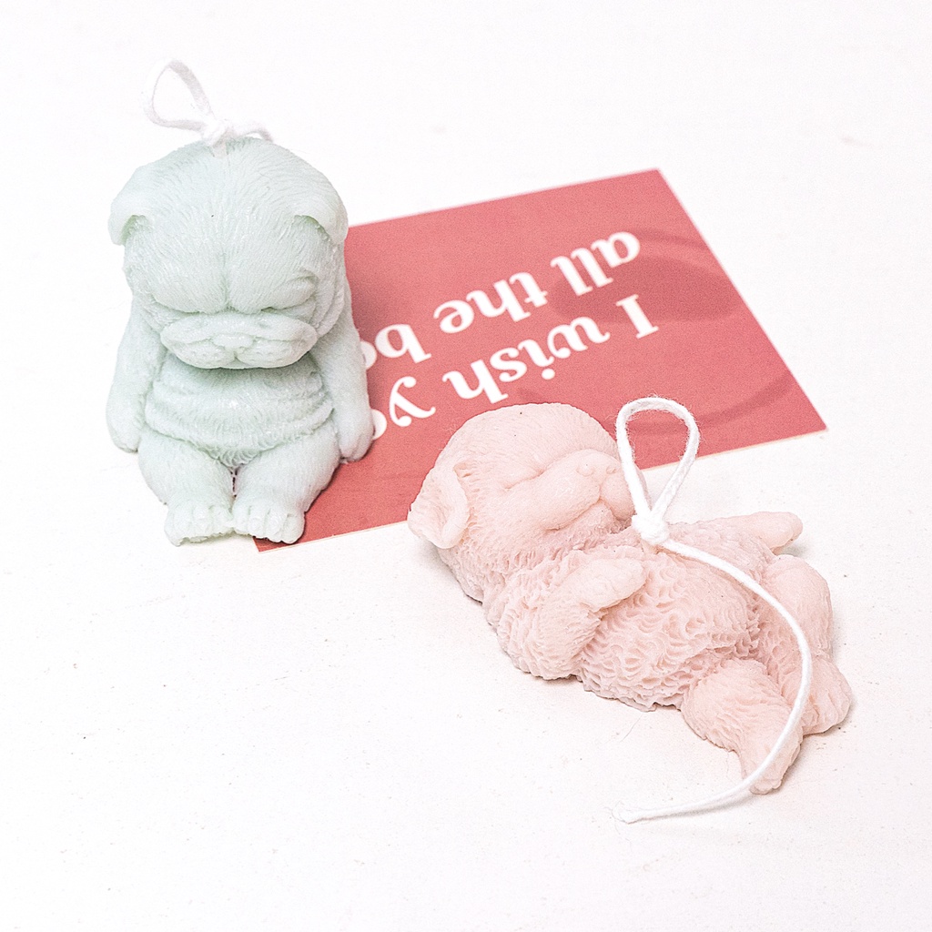 Khuôn Silicone Khuếch Tán Hương Thơm Hình Chú Chó Bull Đang Ngủ Ba Chiều diy