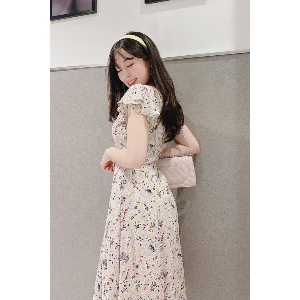 Đầm xòe nữ hoa nhí tay ngắn bồng 20AGAIN DEW0540 | BigBuy360 - bigbuy360.vn