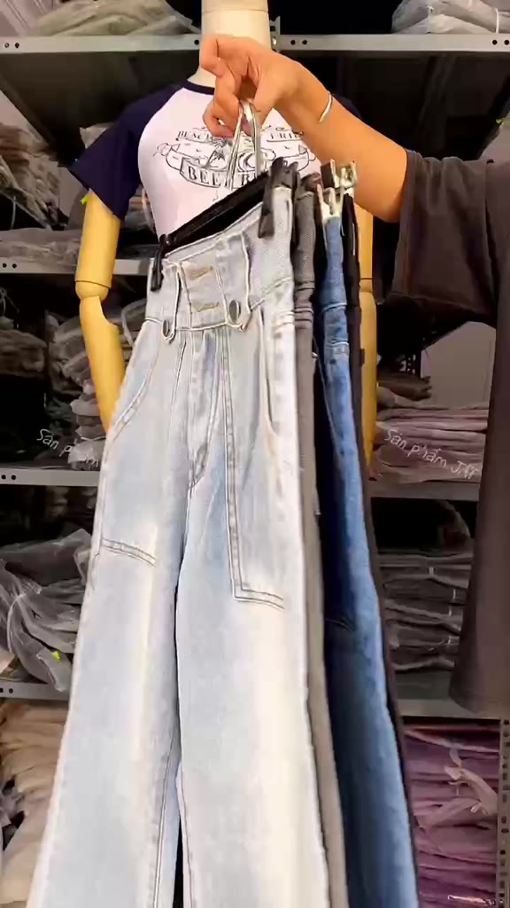Quần Jeans Nữ Ống Rộng Lưng Cao Túi Vuông, Quần Bò Ống Rộng Cạp Cao Túi Vuông Dài 105cm 410 | BigBuy360 - bigbuy360.vn