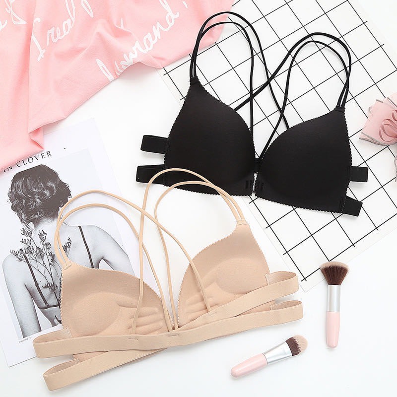 Áo Lót Nữ ❤️FREESHIP❤️ Áo Bra Đúc Su Đệm Bàn Tay Nâng Ngực Tôn Vòng Một Đan Chéo Lưng Móc Cài Trước 8383