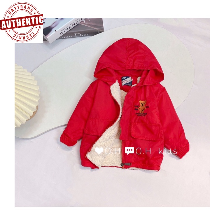 Áo khoác gió lót lông thu đông bé trai bé gái 2 lớp authentic