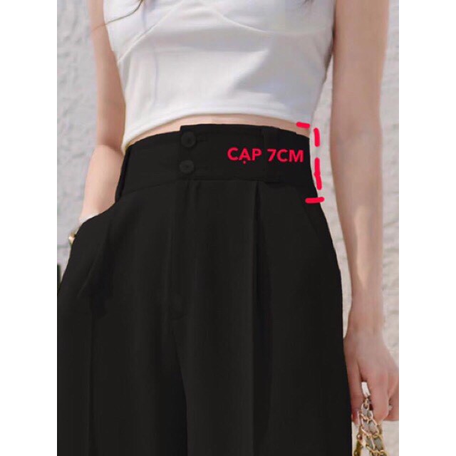 Quần Culottes Ống rộng cạp cao hai cúc cực trend, quần ống rộng vải tuyết mưa cạp cao 7cm cực sang chảnh | BigBuy360 - bigbuy360.vn