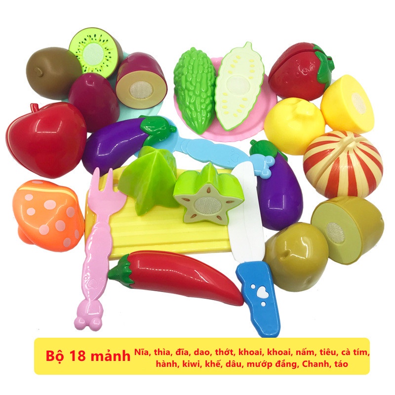 Đồ chơi rau củ quả trái cây cắt tách được có miếng dính đầy đủ chi tiết,đồ chơi nhà bếp thông minh mô hình cho bé
