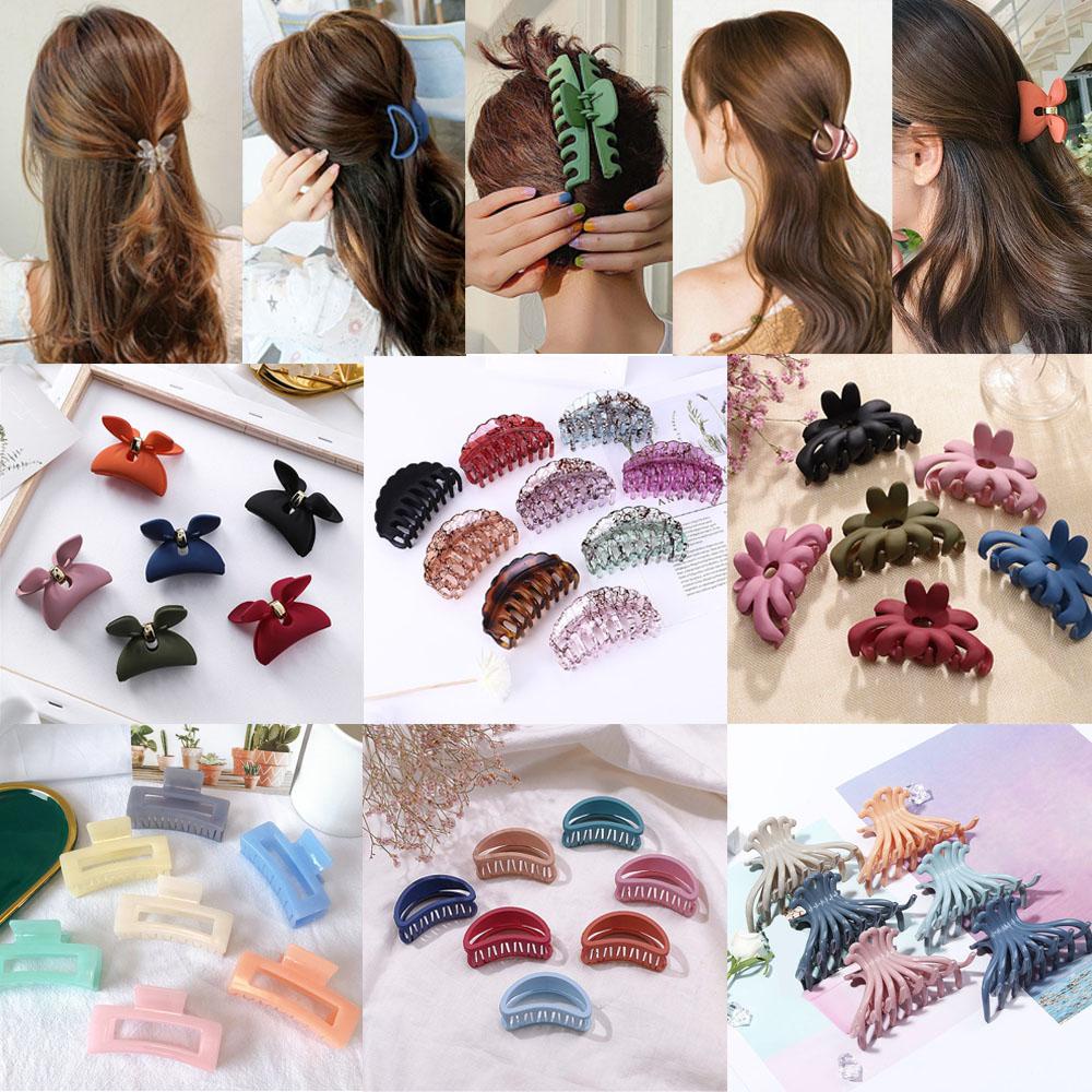 FORBETTER Kẹp Tóc Càng Cua Hình Chữ Nhật Họa Tiết Bướm Bằng Acrylic Cho Nữ