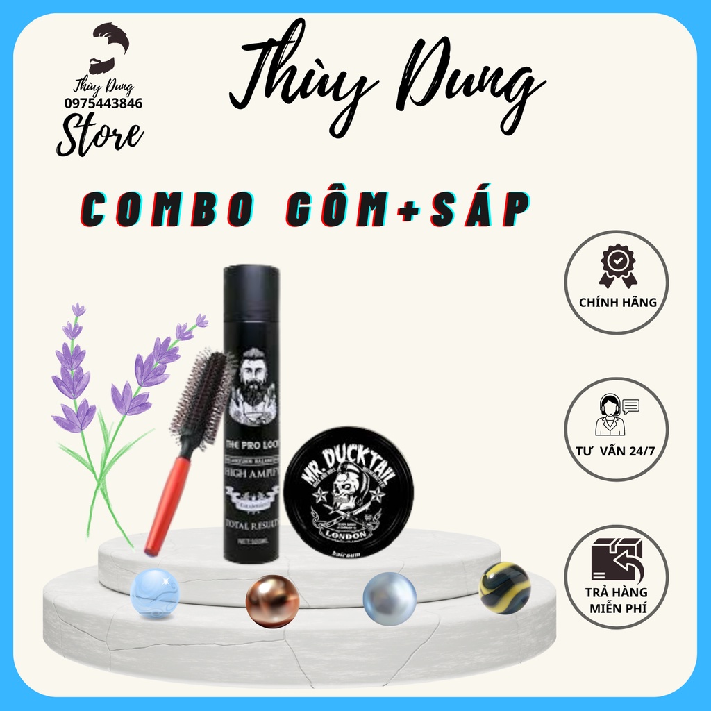 COMBO gôm sáp THE PRO LOCK + Wax MR DUCKTAIL tạo kiểu giữ nếp cho tóc. HÀNG CHÍNH HÃNG