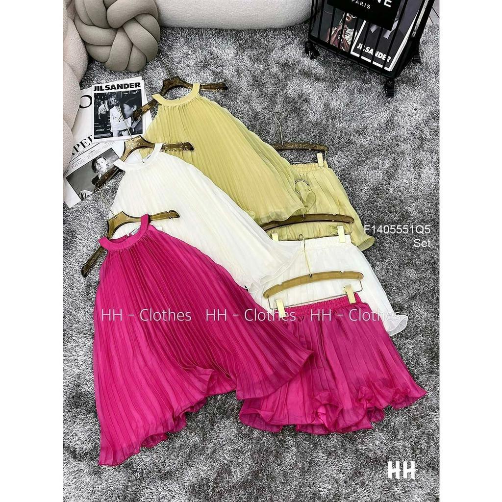 Set bộ dập ly áo cổ yếm có lót kèm quần ngắn hàng đẹp!