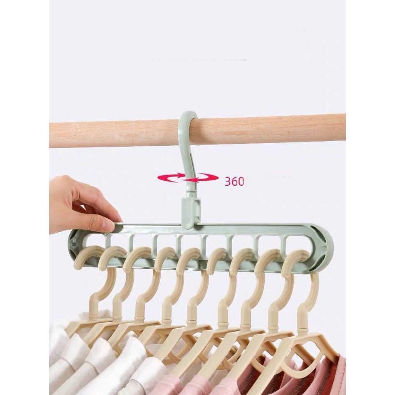 Móc Treo Quần Áo 9 Lỗ Thông Minh Quay 360 Đồ Đa Năng Tiện Dụng