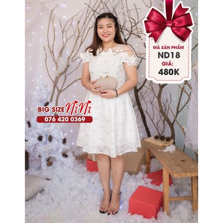 Đầm big size dự tiệc hở vai phối nơ kim tuyến (ND18-CÓ HÌNH THẬT)
