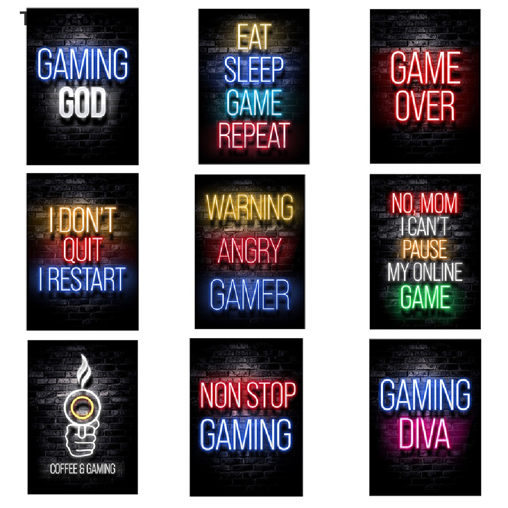 Tranh vải canvas treo tường in hình game Totocome Eat Sleep Game Repeat cá tính | BigBuy360 - bigbuy360.vn