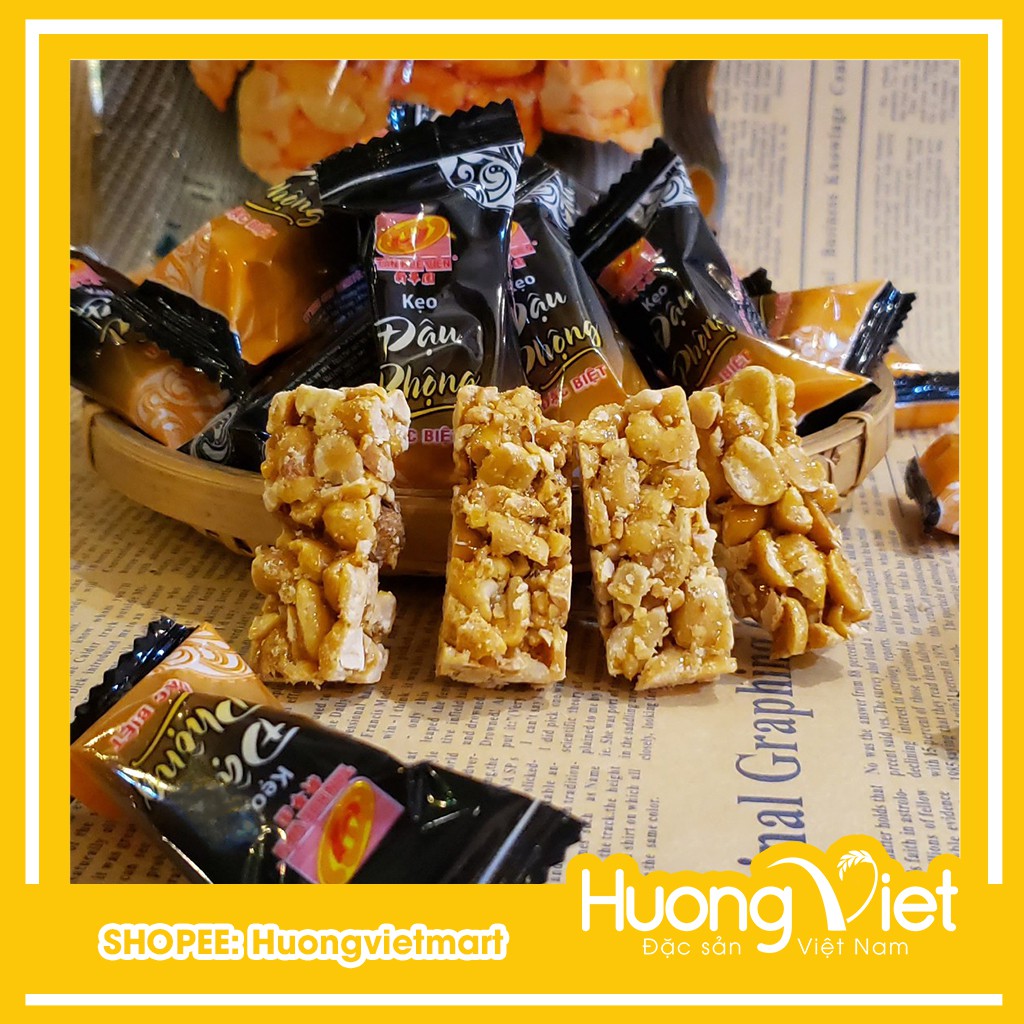 Kẹo đậu phộng đặc biệt Tân Huê Viên giòn ít ngọt 400gr, đặc sản kẹo thèo lèo miền tây Sóc Trăng