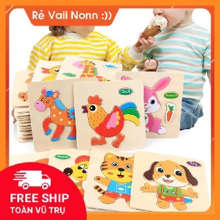 Bộ 5 Tranh Ghép gỗ 3D nhiều hình Ngộ Nghĩnh - Đồ chơi xếp hình, lắp ráp Phát triển kỹ năng cho bé