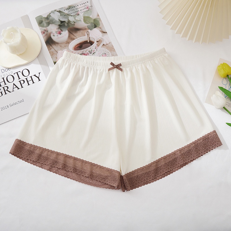 Quần Short Bảo Hộ Dáng Rộng Vải Lụa Lạnh Phối Ren Chống Chói Thời Trang Mùa Hè Hàng Mới Cho Nữ