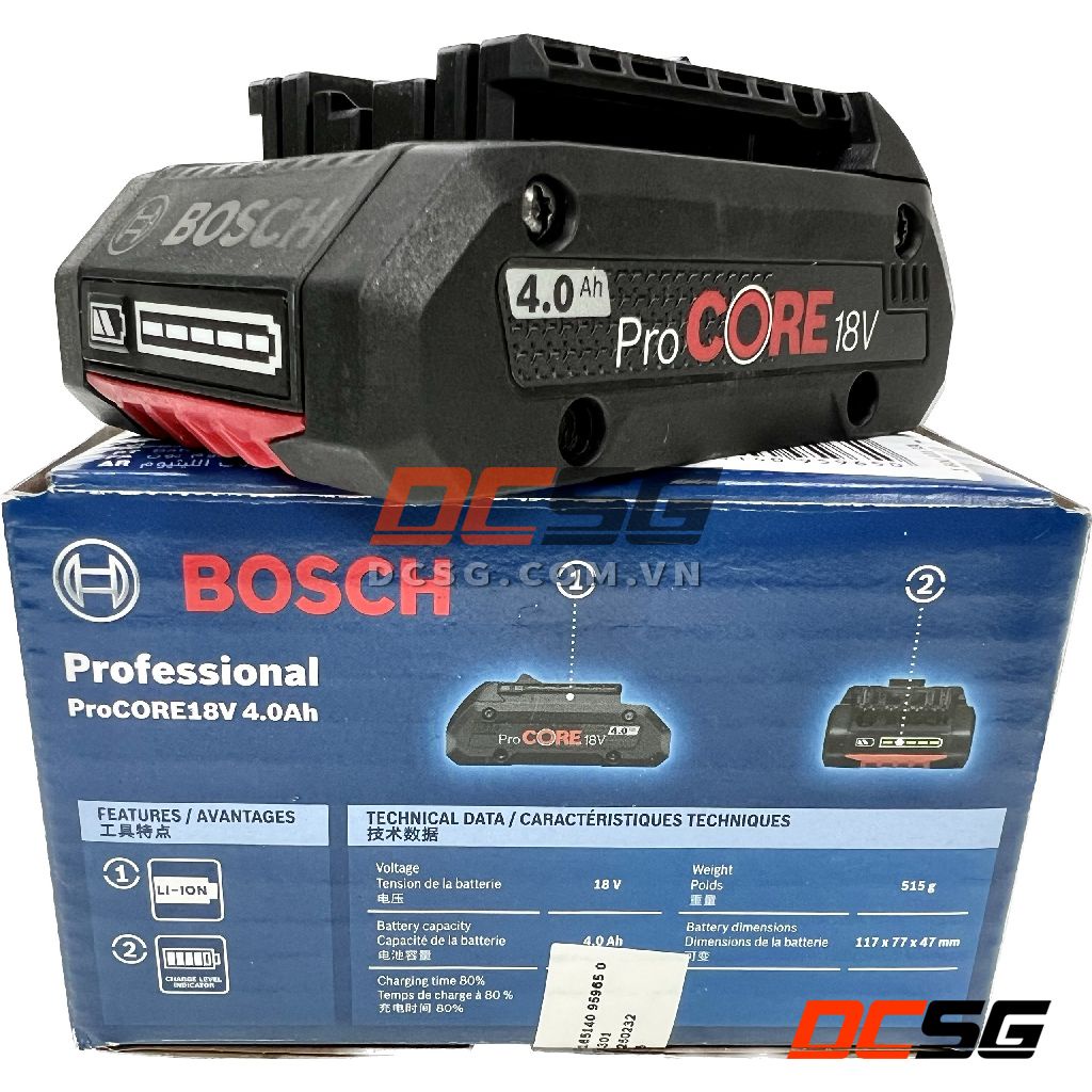 Pin Lithium-ion PROCORE 18V 4.0Ah Bosch 1600A0193L | DCSG