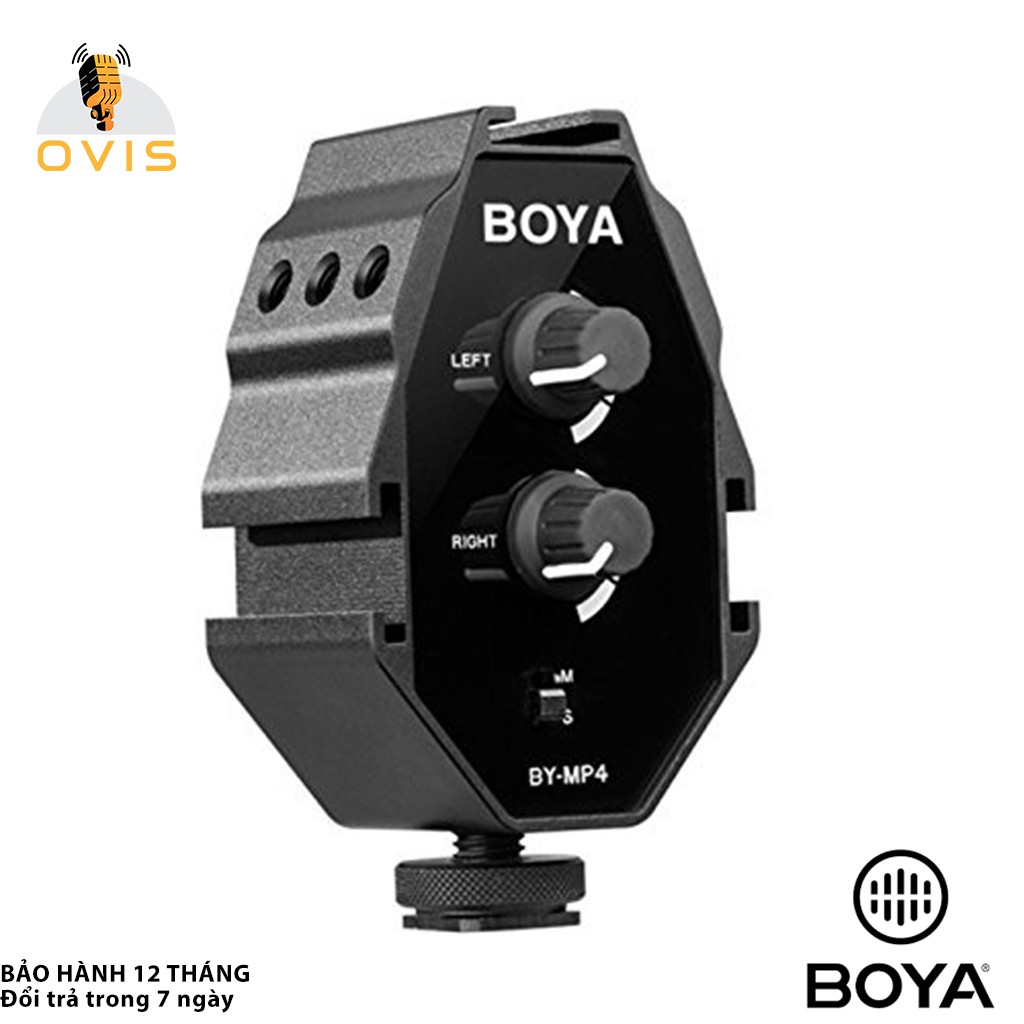 Bộ Trộn Micro Stereo Boya BY-MP4 Cho Máy Ảnh, Mixer Camera