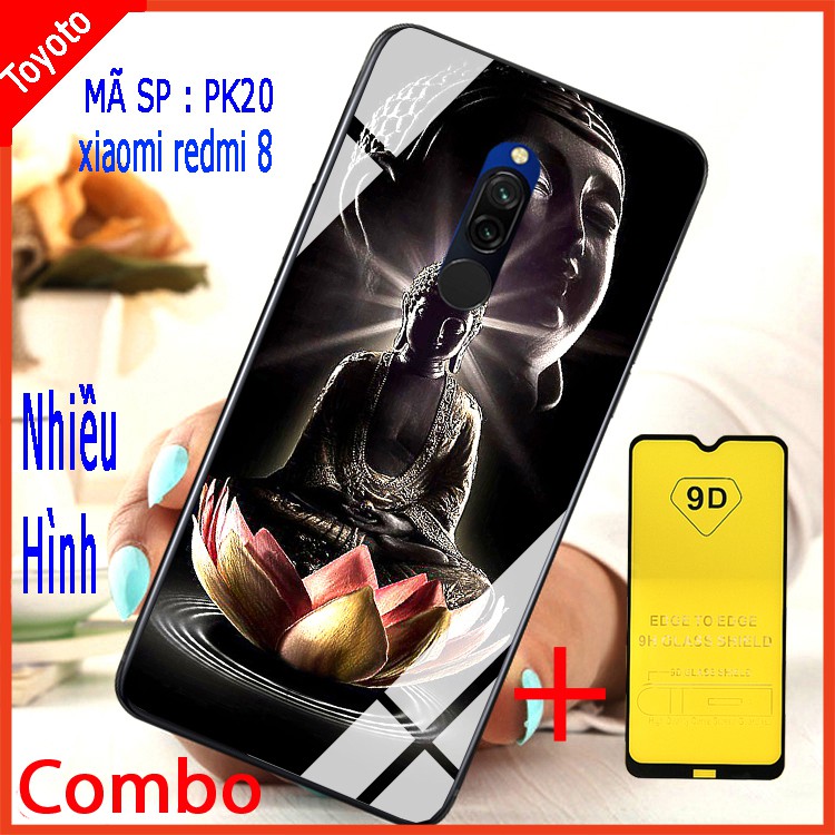 COMBO ỐP LƯNG XIAOMI REDMI 8 (ốp kính 3D thế hệ mới + tặng kèm kính cường lực)