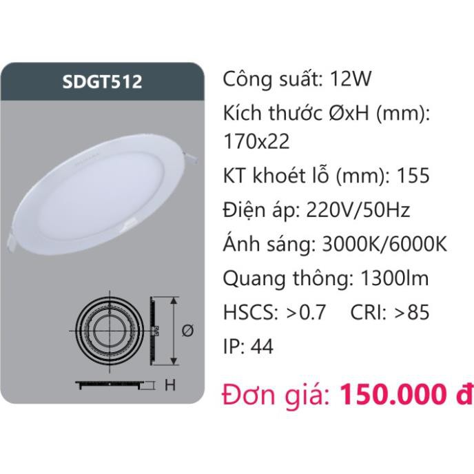 Đèn âm trần led panel 12W DUHAL Hàng Việt Nam Chất Lượng Cao SDGT512