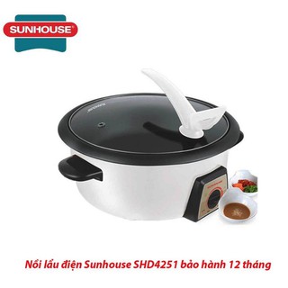 Lẩu điện đa năng xào nấu (Sunhouse 1300w 1,3 lít) tặng khăn lau đa năng