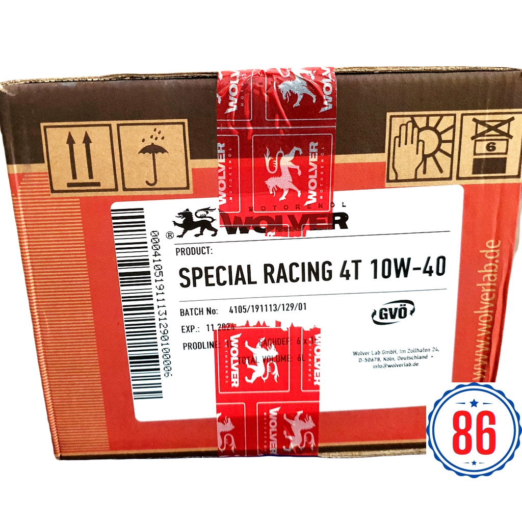 [Mã LIFEAU5SALE giảm 10% đơn 50K] Thùng 6 lon dầu nhớt siêu cao cấp Wolver Special Racing 10w40