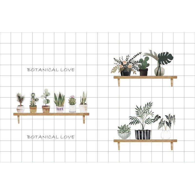 Decal dán bếp tráng nhôm cách nhiệt - Sọc ô vuông nhí nhiều chậu