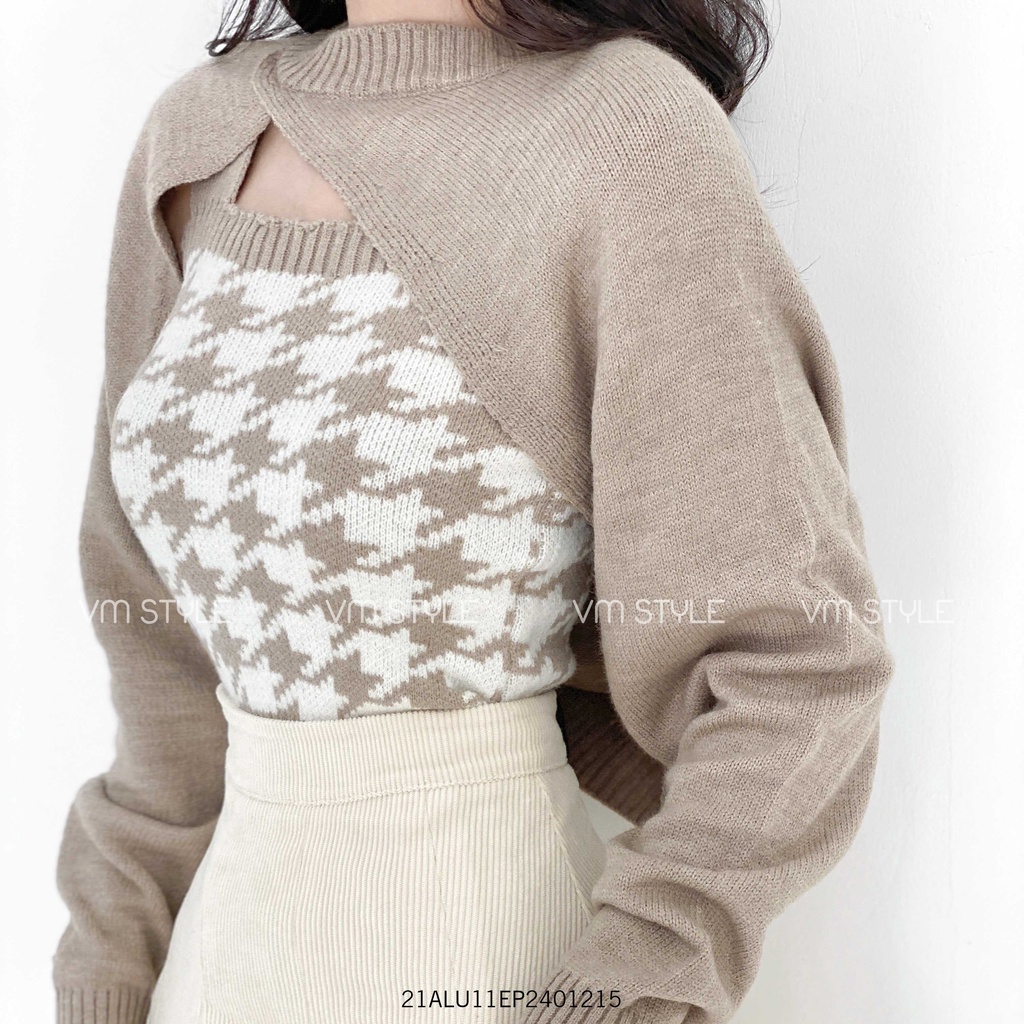 Set áo len thổ cẩm 2 dây + áo khoác cánh dơi thời trang Hàn Quốc Fmstyle Saigon 21ALU10N162501 | BigBuy360 - bigbuy360.vn