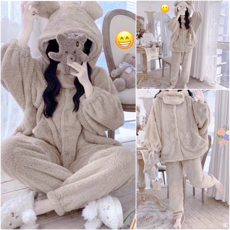 Bộ ngủ GẤU BÔNG ẤM ÁP ( XẢ KHO]