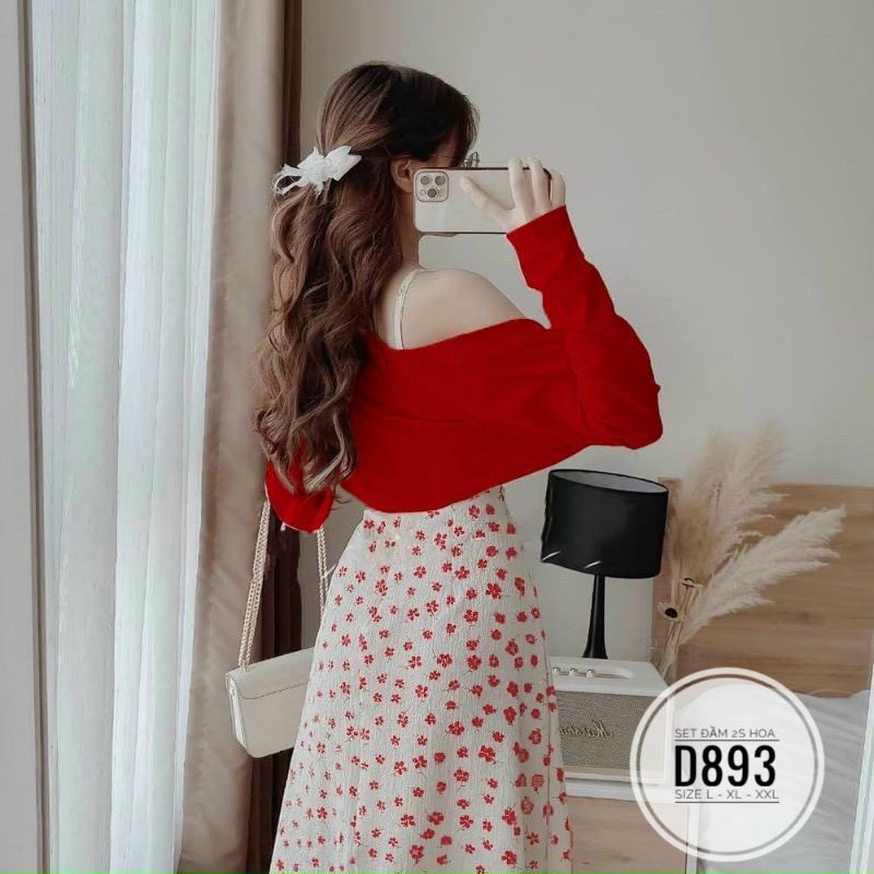 ĐẦM 2 DÂY HOA NHÍ PHỐI ÁO KHOÁC BIGSIZE