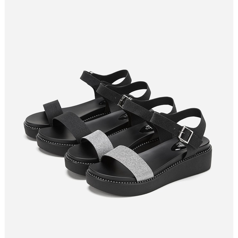 Sandal Daphne quai phủ ánh kim sang trọng, đế xuồng 4cm (sẵn size 35-225)