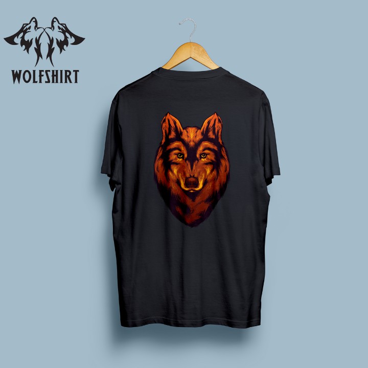 Áo Thun Hai Màu Đen Trắng Unisex Fom Rộng WOFTSHIRT  In Hình Cá Tính 100% Cotton Full Size Mặt Sói Nâu Đất