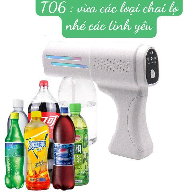 súng phun khử khuẩn , máy khử khuẩn T06 new 2021 vừa các loại chai