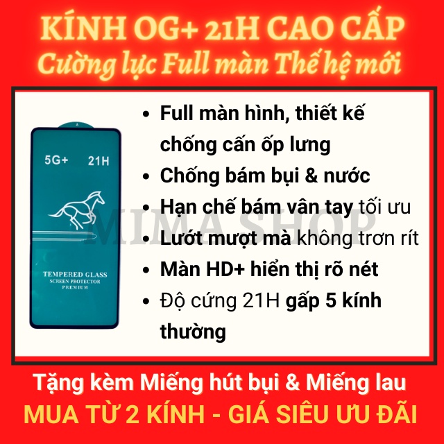 Kính Cường Lực Xiaomi Redmi Note 9/Note 9 Pro/Note 9s Full màn cao cấp OG+ độ cứng 21H Cảm ứng siêu mượt [MIMA]