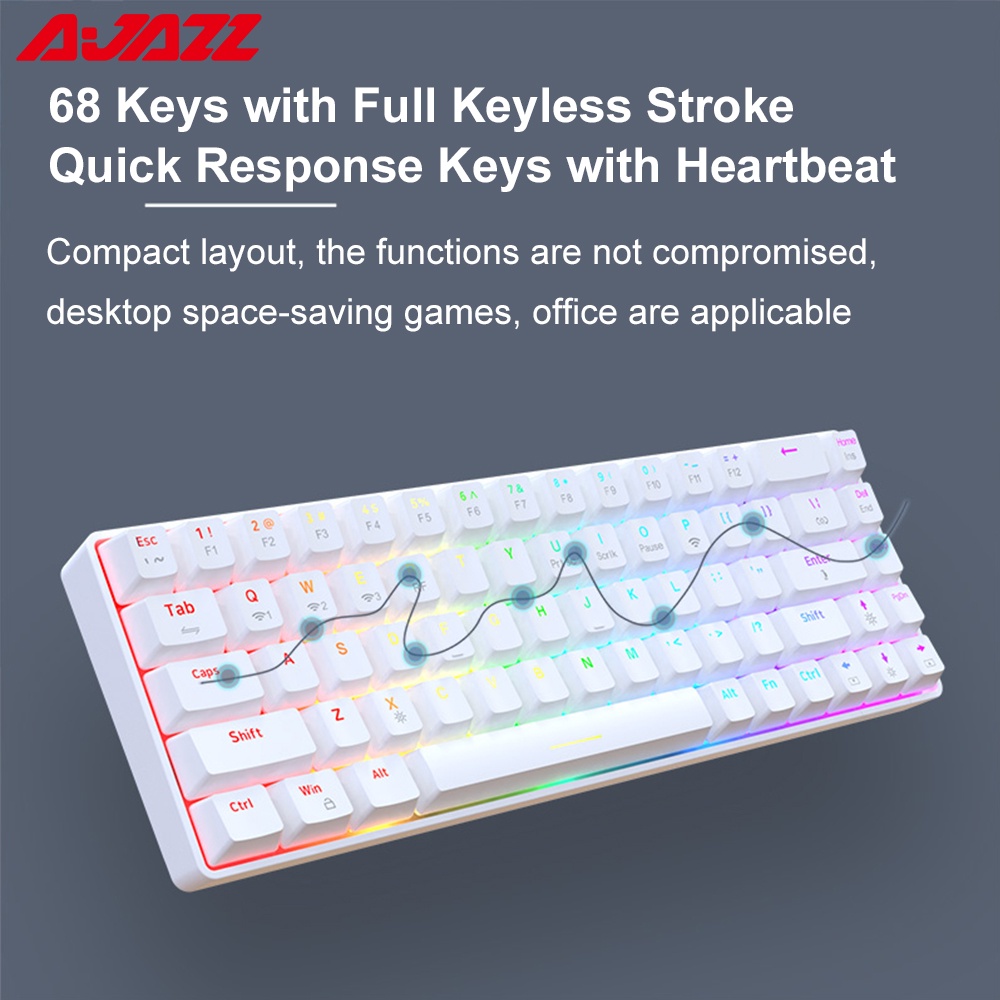 AJAZZ K685T 68 phím Bàn phím cơ chơi game không dây Three Mode Wireless Hot-swappable RGB Backlight Mechanical Keyboard Gaming Keyboards for Laptop PC